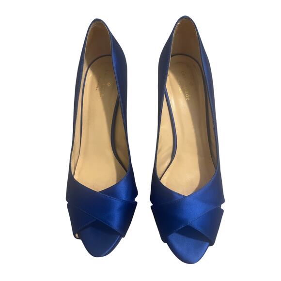 Kate Spade Billie Royal Blue Peep Toe heels Size 10 - Picture 2 of 10